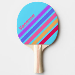 Pala De Ping Pong Vidrio de Mar Franjas en Ángulo con Nombre