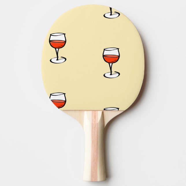 Pala De Ping Pong Vidrio de vino sobre naranja (Anverso)