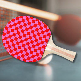 Pala De Ping Pong Viñeta de tablero de ajedrez rosa y rojo