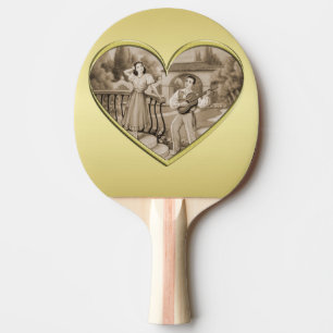 Pala De Ping Pong Viñeta Romance, hombre y mujer, oro