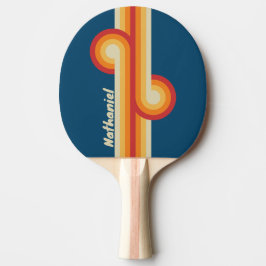 Pala De Ping Pong Vintage Blue Rainbow Loop con Nombre