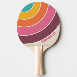 Pala De Ping Pong Vintage Candy Rainbow Circle Stripe with Name