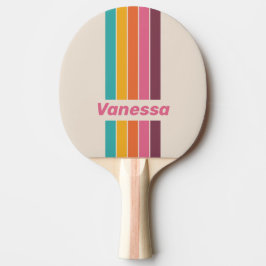 Pala De Ping Pong Vintage Candy Rainbow Pin Striped with Name