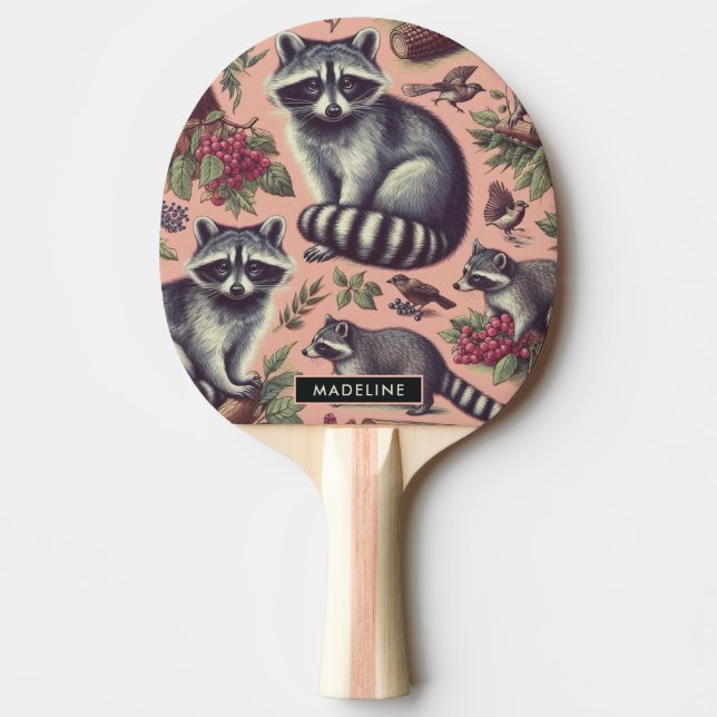 Pala De Ping Pong Vintage Cute Racoon (Anverso)