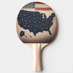Pala De Ping Pong Vintage de USA Map