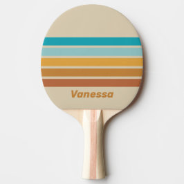 Pala De Ping Pong Vintage Desert Rainbow Across Striping with Name
