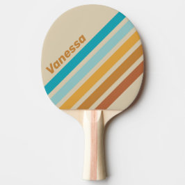 Pala De Ping Pong Vintage Desert Rainbow Angled Striping with Name
