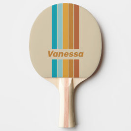 Pala De Ping Pong Vintage Desert Rainbow Pin Striped with Name