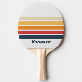 Pala De Ping Pong Vintage Faded Rainbow Across Striping with Name