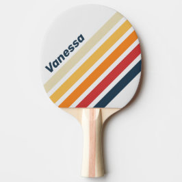 Pala De Ping Pong Vintage Faded Rainbow Angled Striping with Name