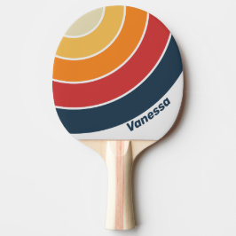 Pala De Ping Pong Vintage Faded Rainbow Circle Stripe with Name