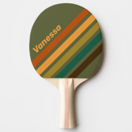 Pala De Ping Pong Vintage Forest Marsh Angled Striping with Name