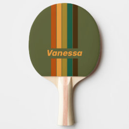 Pala De Ping Pong Vintage Forest Marsh Pin Striped with Name