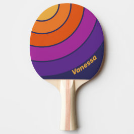 Pala De Ping Pong Vintage Grape Rainbow Circle Stripe with Name