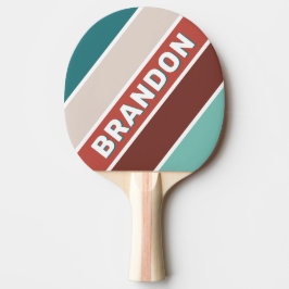 Pala De Ping Pong Vintage Mint Rainbow Bold Stried with Name