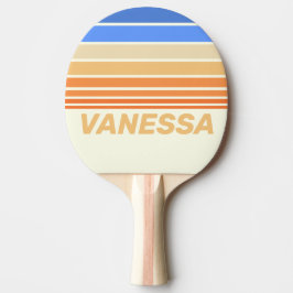 Pala De Ping Pong Vintage Ocean Sun Horizon Striping with Name
