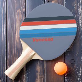 Pala De Ping Pong Vintage oscuro tachado con nombre