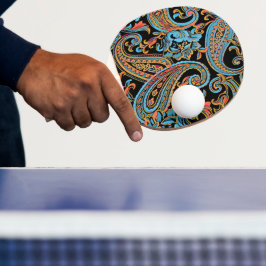 Pala De Ping Pong Vintage Paisley, Naranja del cielo azul y otoño