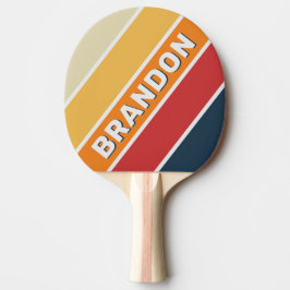 Pala De Ping Pong Vintage Rayas Audaces Arcoíris Desteñido con Nombr
