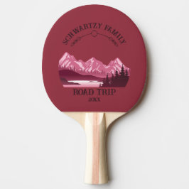 Pala De Ping Pong Vintage Red Mountain Lake Sunset