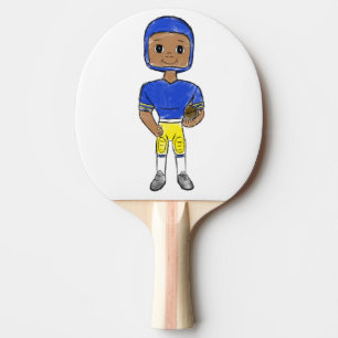 Pala De Ping Pong vintage retro jugador de fútbol azul amarillo simp