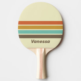 Pala De Ping Pong Vintage Retro Rainbow Across Striping with Name