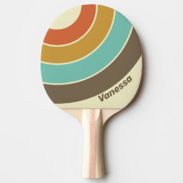 Pala De Ping Pong Vintage Retro Rainbow Circle Stripe with Name