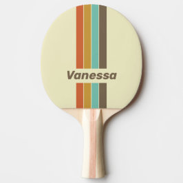 Pala De Ping Pong Vintage Retro Rainbow Pin Striped with Name