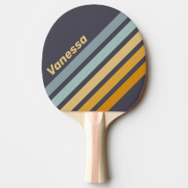 Pala De Ping Pong Vintage Retrograde Rainbow Angled Striping & Name