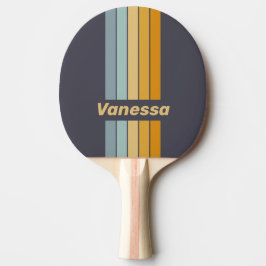 Pala De Ping Pong Vintage Retrograde Rainbow Pin Striped with Name