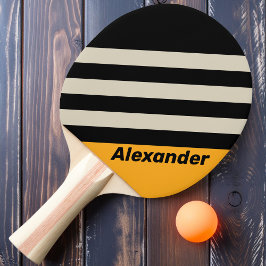 Pala De Ping Pong Vintage Sport Bumblebee Buzz Stripes con nombre