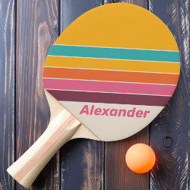 Pala De Ping Pong Vintage Sport Candy Rainbow Strin con nombre