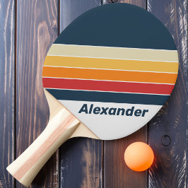 Pala De Ping Pong Vintage Sport Faded Rainbow Strin con nombre