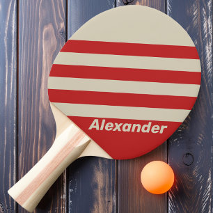 Pala De Ping Pong Vintage Sport Franjas Carmesí con Nombre 