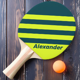 Pala De Ping Pong Vintage Sport HI VIS Yellow Stripes con nombre