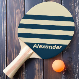 Pala De Ping Pong Vintage Sport Naval Fade Stripes con nombre