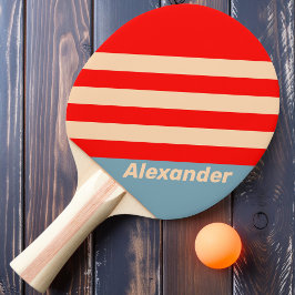 Pala De Ping Pong Vintage Sport Ocean Horizon Stripes con nombre