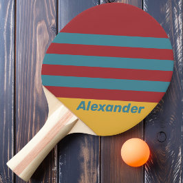 Pala De Ping Pong Vintage Sport Semillas de Mostaza a Rayas con Nomb
