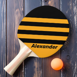 Pala De Ping Pong Vintage Sport Sunflower Buzz Stripes con nombre