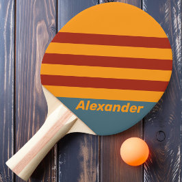 Pala De Ping Pong Vintage Sport Sunrise en franjas de pizarra con no