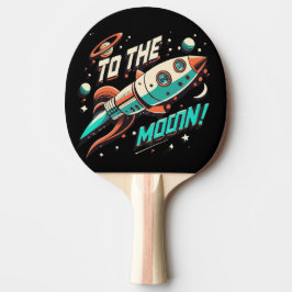 Pala De Ping Pong Vintage To The Moon Rocket ship
