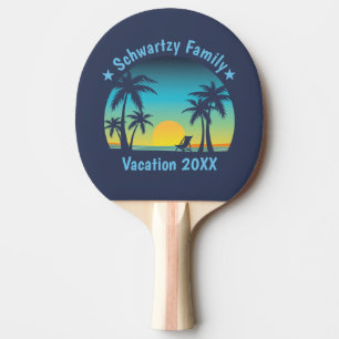 Pala De Ping Pong Vintage Tropical Beach Summer Sunset Palm Tree
