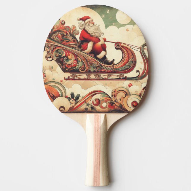 Pala De Ping Pong vintage/whimsical/santa/Navidades (Anverso)