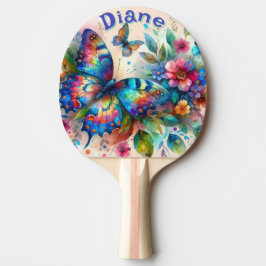 Pala De Ping Pong Watercolor Mariposa Jardín floral Personalizado