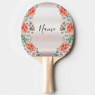 Pala De Ping Pong Watercolor Peony Flower Ping Pong Paddle
