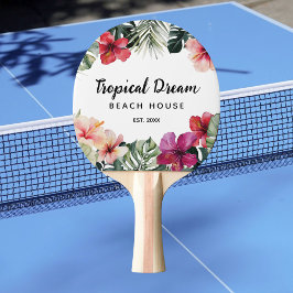 Pala De Ping Pong Watercolor Tropical Floral Botanical Beach House