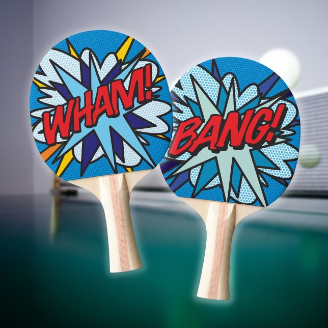 Pala De Ping Pong WHAM BANG Fun Retro Libro Pop Art (WHAM BANG Fun Retro Comic Book Pop Art Ping Pong Paddle)
