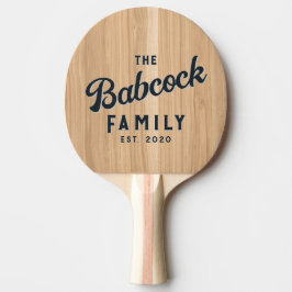Pala De Ping Pong White oak Wood Retro Family Name & Year
