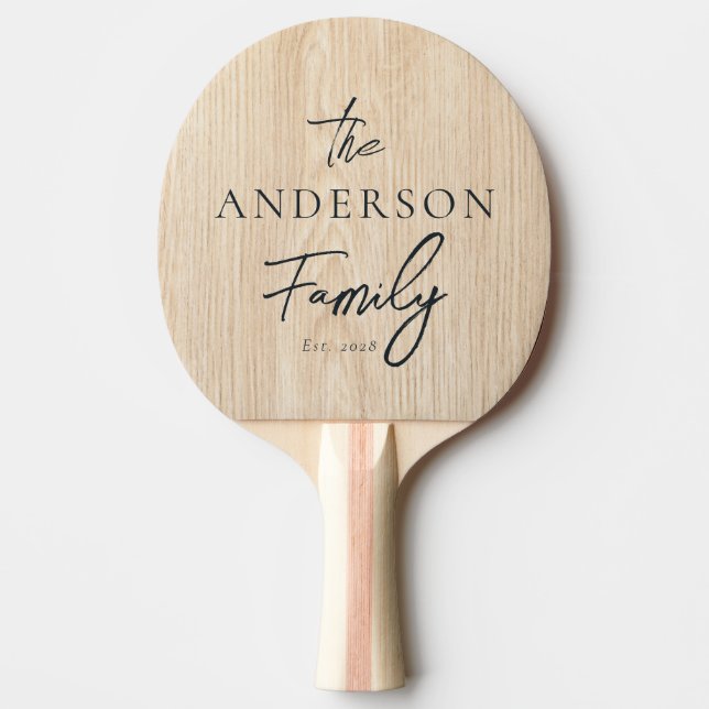 Pala De Ping Pong White Pine Hand Written Family Name (Anverso)