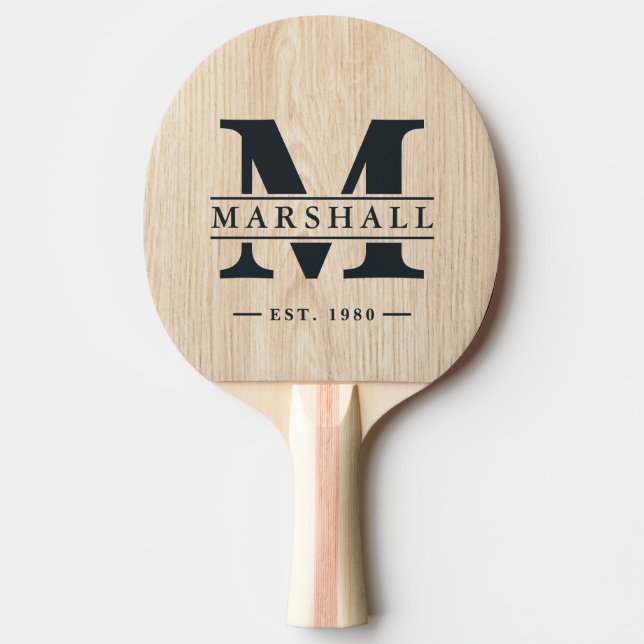 Pala De Ping Pong White Pine Monogram & Name Overlay (Anverso)
